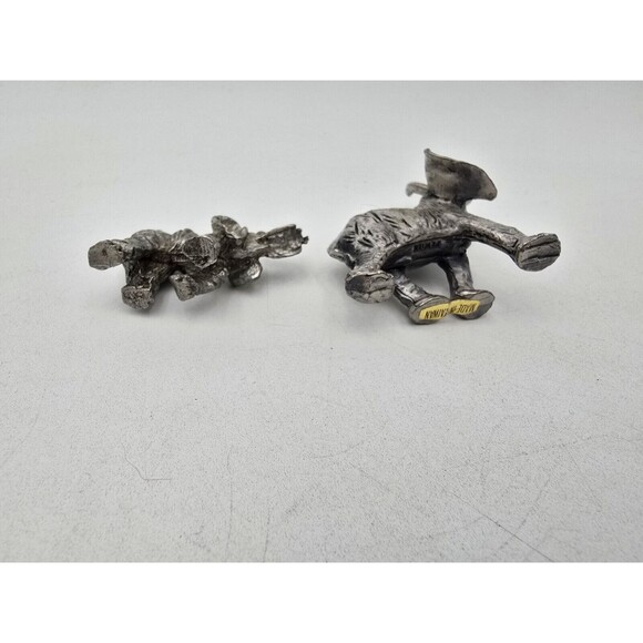 Set Of 2 Pewter Elephant Figurines Trunk Up Miniature 2" - Picture 6 of 8